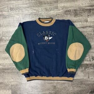 Vintage Disney Mickey Mouse Color Block  Heavyweight Crewneck Sweatshirt XL